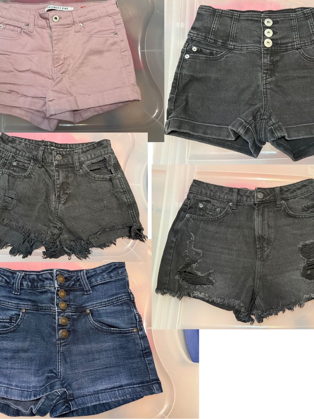Women's Denim Shorts Bundle - Pink, Black, Blue
